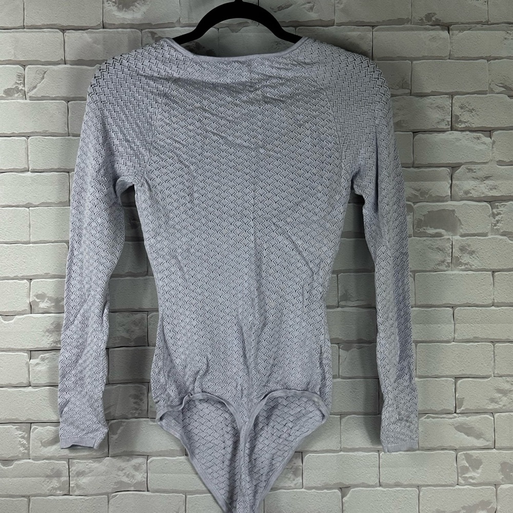 Abercrombie & Fitch Women’s Bodysuit Long Sleeve Squareneck Pointelle Lilac | S - Picture 8 of 11